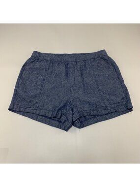 Old Navy Blue Chambray Linen Blend High Rise Pull On Shorts L
